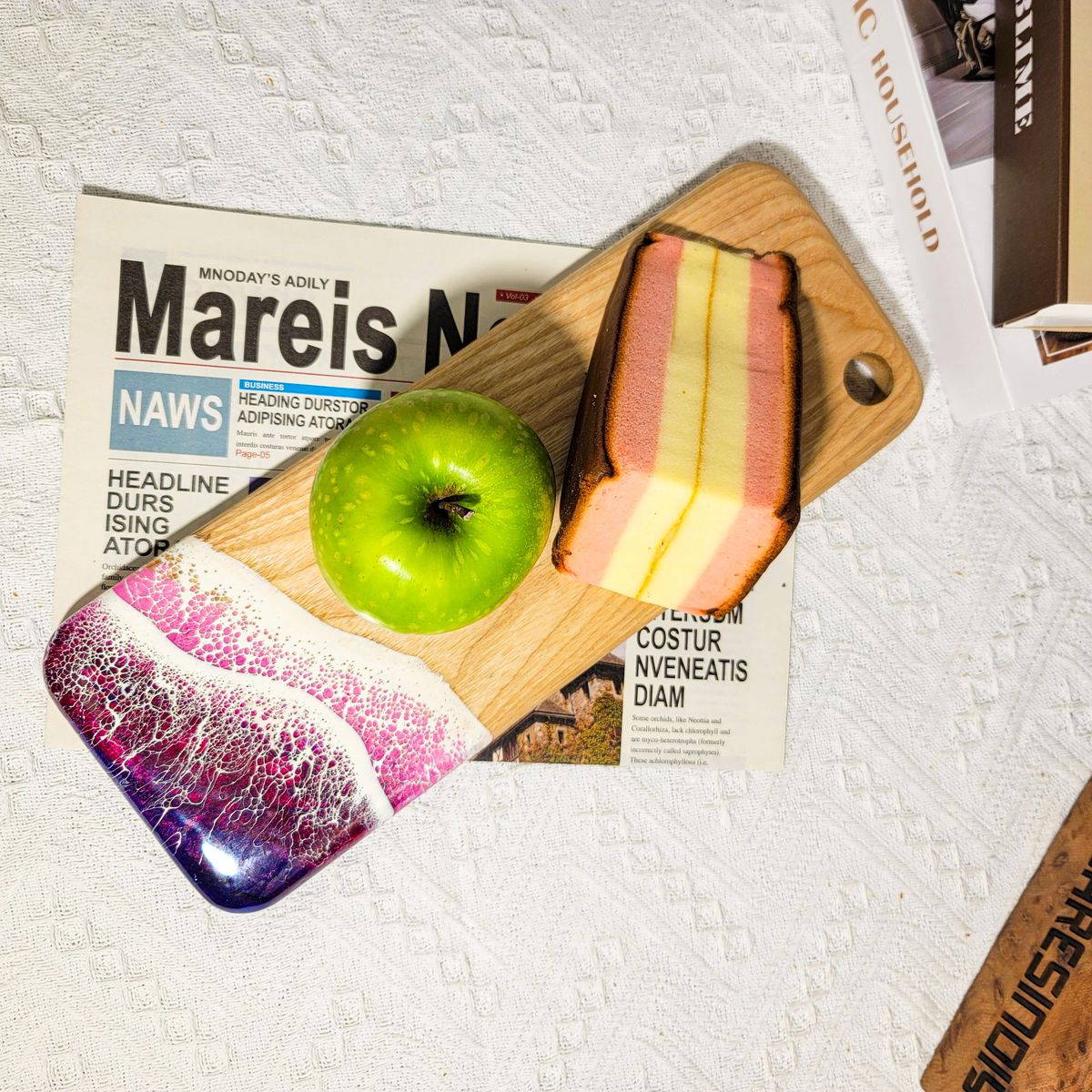 Thớt Gỗ Resin Sóng Biển Hồng Tím Nghệ Thuật – Thớt Handmade Phong Cách Ocean